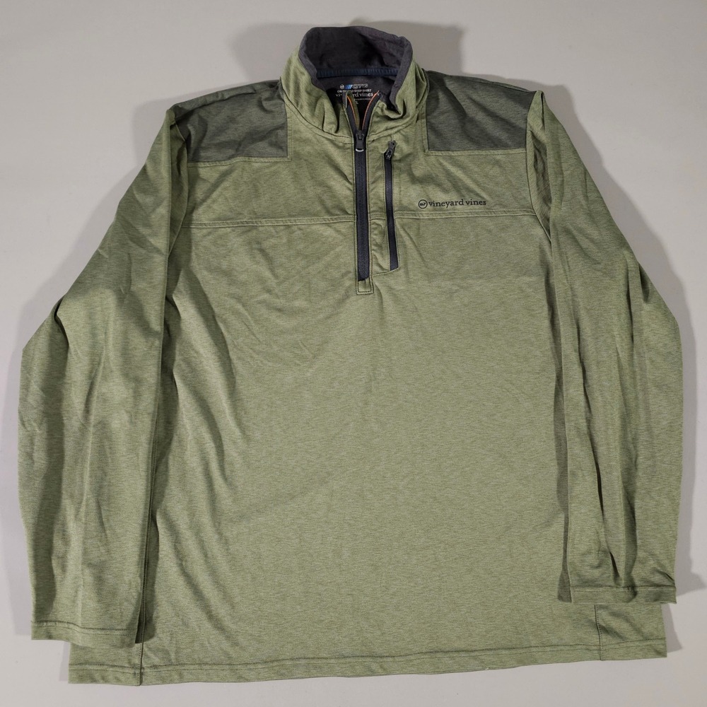 Vineyard Vines Shep Shirt Mens XXL Green OTG Quarter Zip Pullover 1K001366
